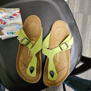 Birkenstock Sandal Womens EU39 Gizeh Lime Green Birko Flor Thong Comfort Slides